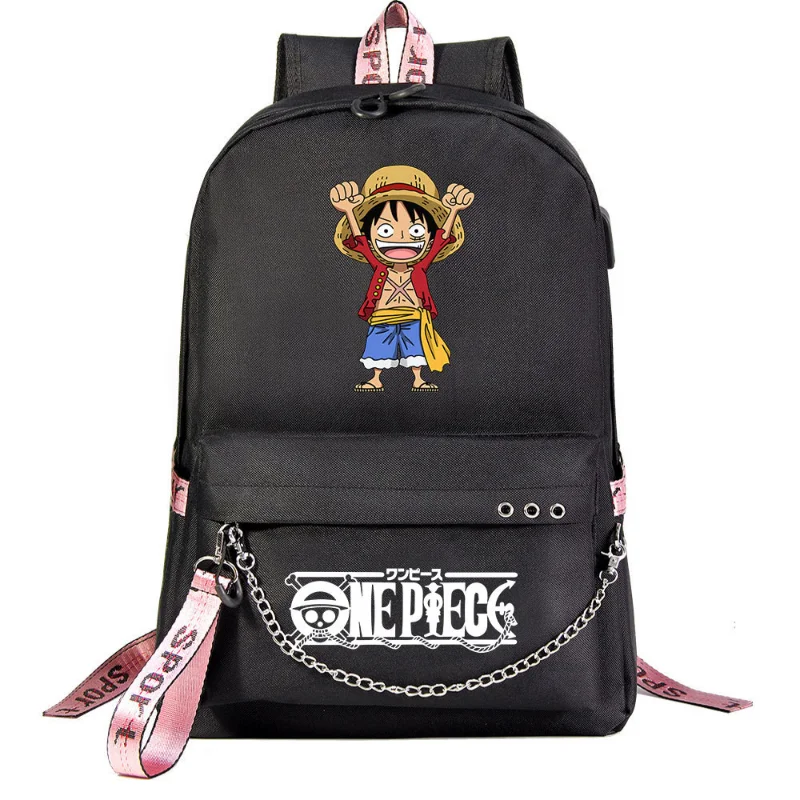 One Piece New Luffy Student Schoolbag Waterproof Stain-Resistant Large Capacity Cute Cartoon Casual Backpack