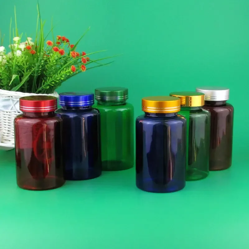 10/25/50pcs 60ml 100ml 150ml 250ml 빈 플라스틱 캡슐 포장 병 갈색 저장 리필 용 병 포장 용기