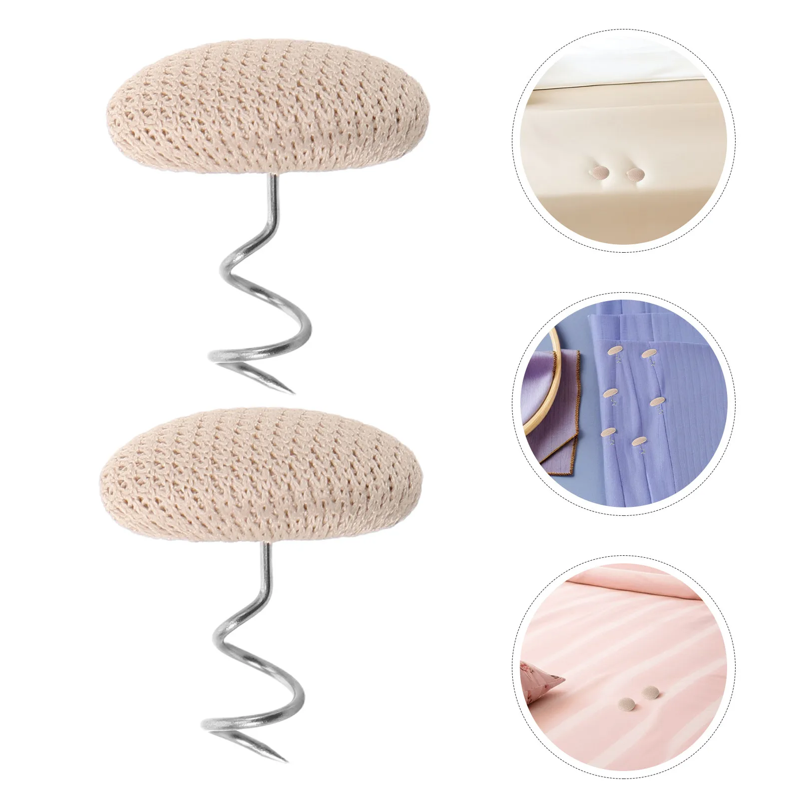 30pcs Fabric Covered Button Twist Pins Spiral Upholstery Pins Bedskirts Clip Stainless Steel Tacks For Bed Ruffle Sofa Slipcover