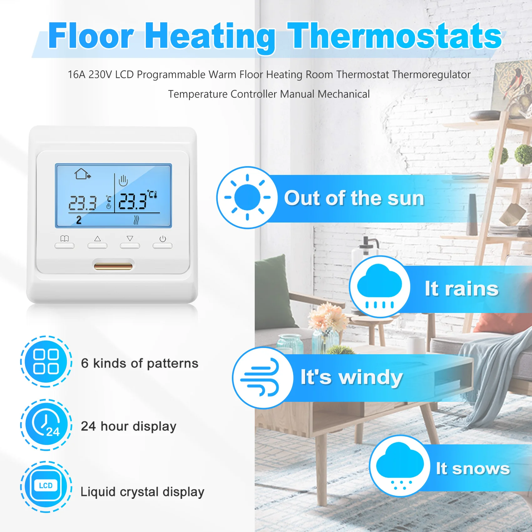 16A 230V LCD Programmable Warm Floor Heating Room Thermostat Thermoregulator Temperature Controller Manual Mechanical HOT