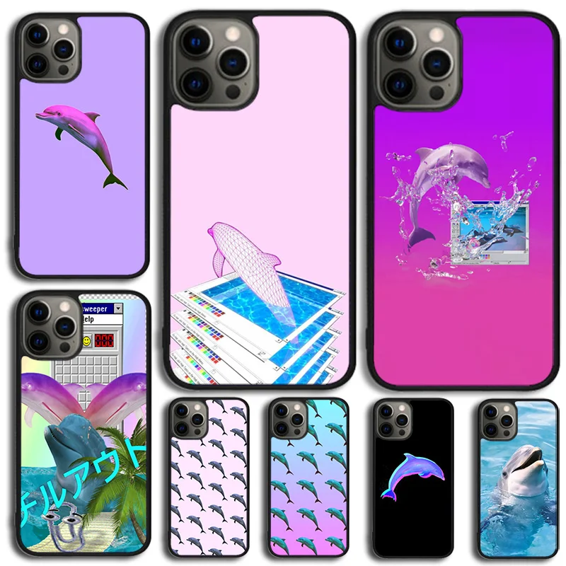 Vaporwave Dolphin Phone Case For Samsung Galaxy S10 S22 S23 S24 Note 10 20 Lite S20 Plus S21 Ultra Back Cover