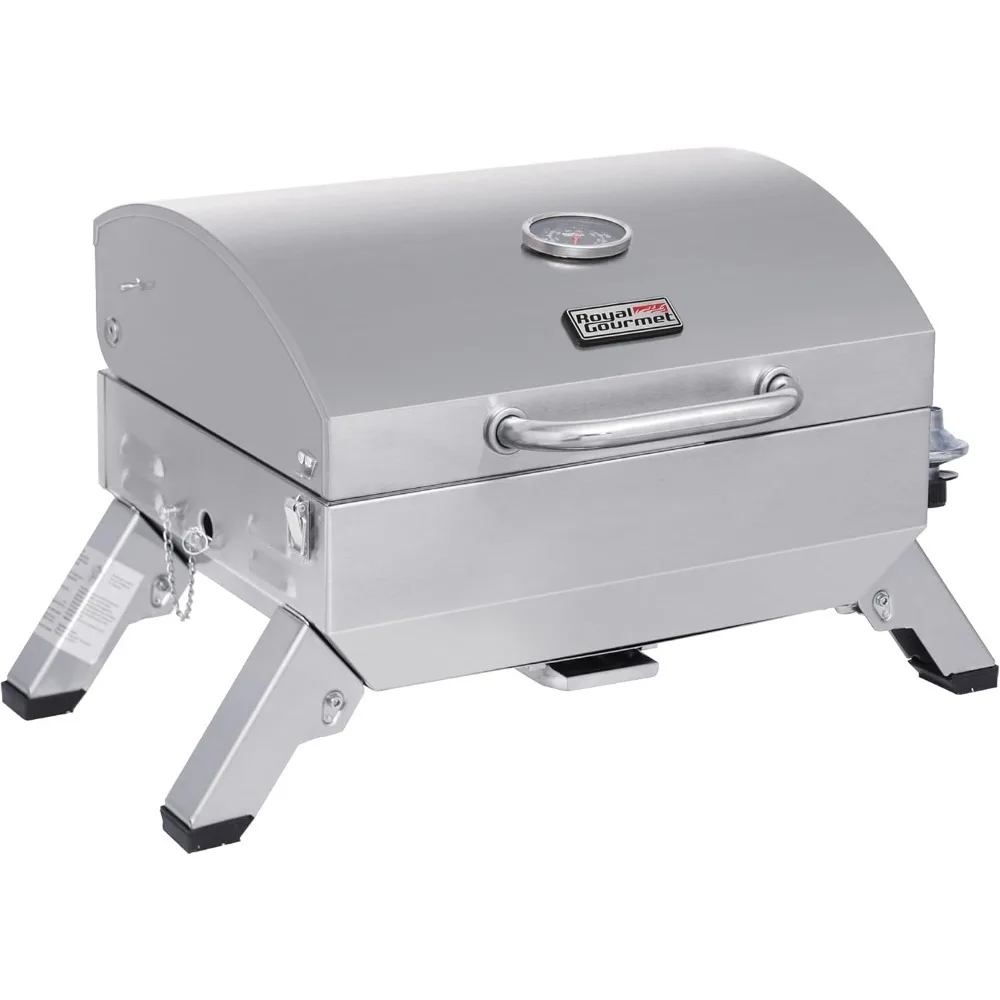 

Stainless Steel Portable Grill, 10000 BTU BBQ Tabletop Gas Grill with Folding Legs and Lockable Lid, Outdoor Camping,BBQ Grills