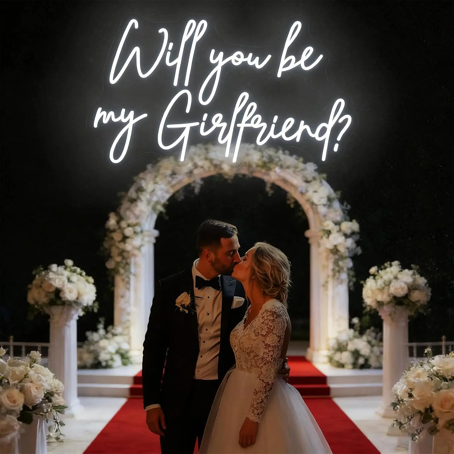 Personalized LED Neon Proposal Engagement Valentine Home Decor White Sign