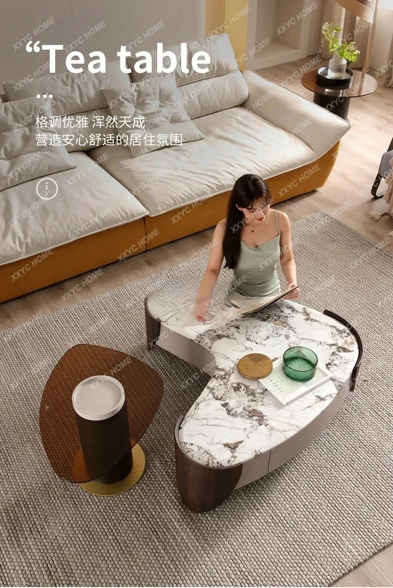 A Marble coffee table special-shaped combination simple creative home