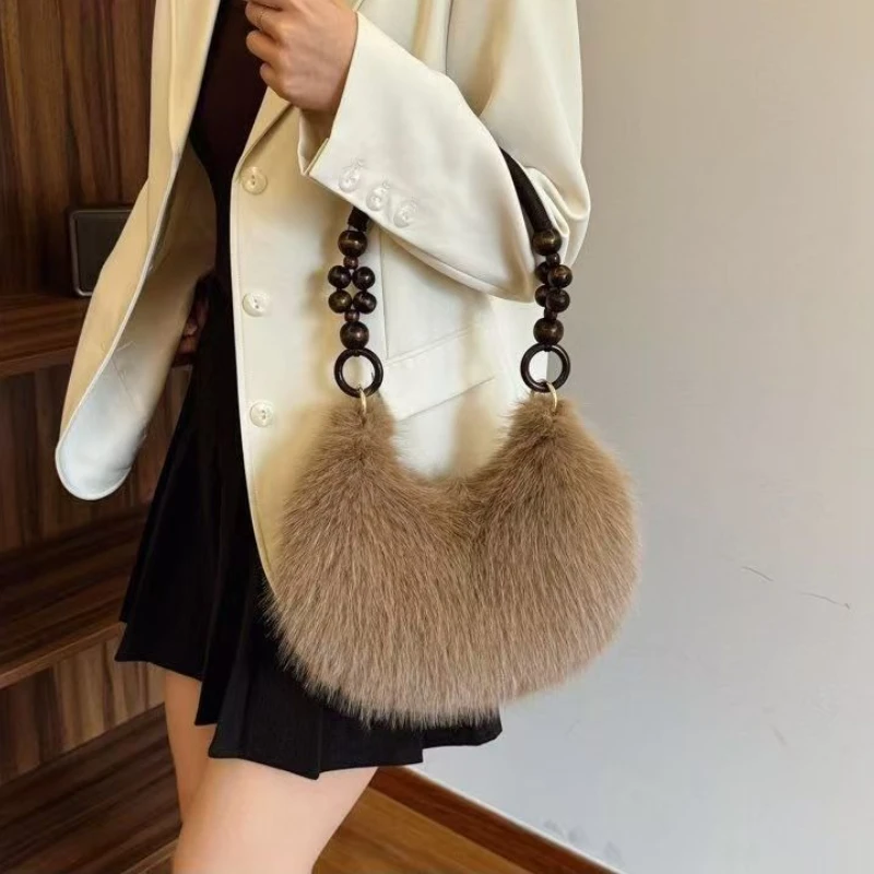 

Plush Hand Bag for Women Fashionable Purse and Handbags Large Capacity for Women Shoulder Bags Leisure Designer Bag Bolsos Mujer