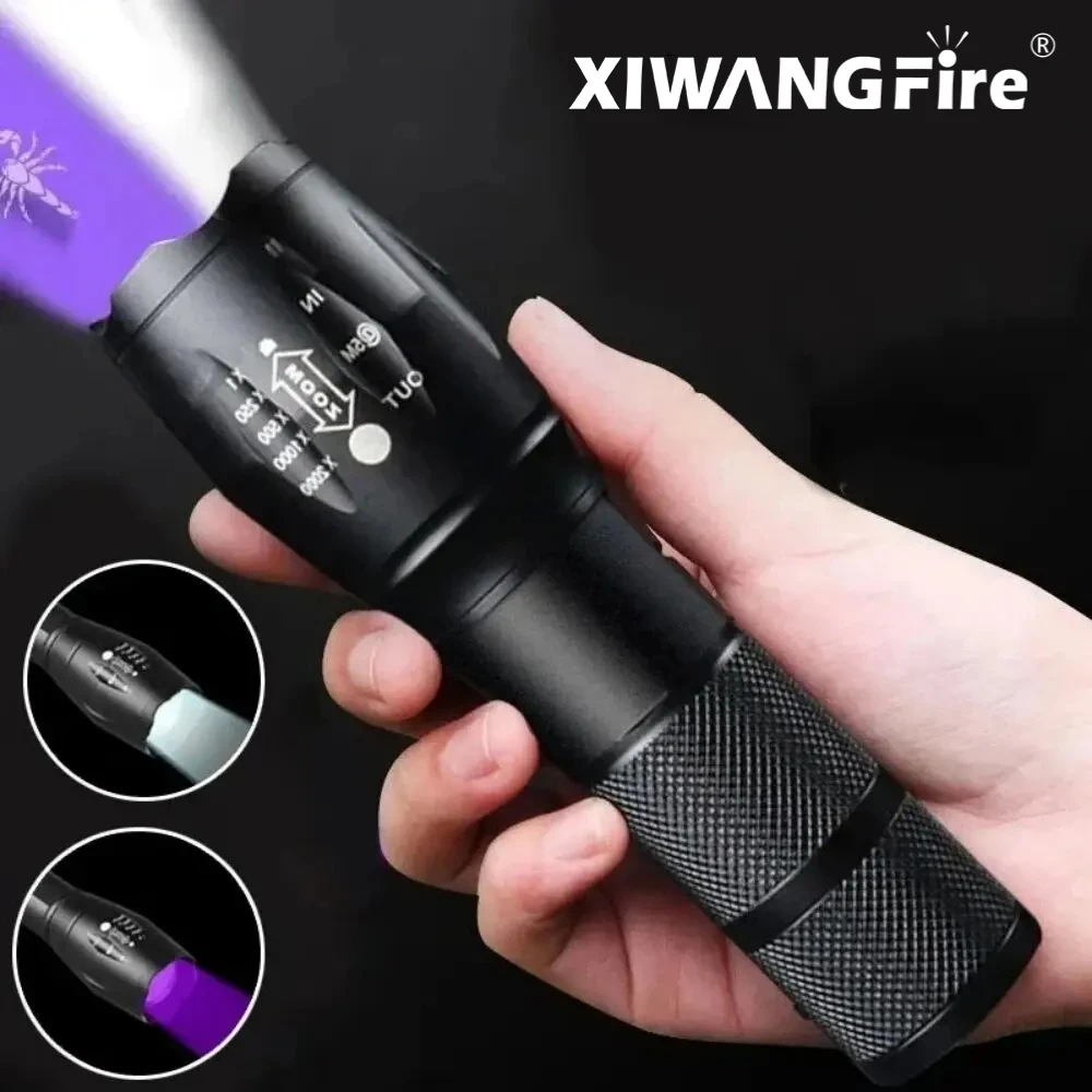 39nm الأشعة فوق البنفسجية مصباح يدوي ثنائي المصدر مصباح يدوي قابل لإعادة الشحن التكبير الشعلة كشف الإضاءة مصباح لصيد بقع الحيوانات الأليفة #1