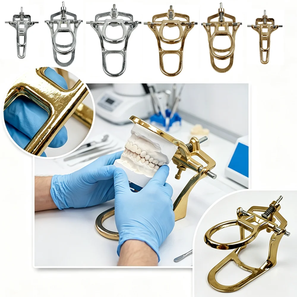 Dental Simple Articulator Full Mouth Denture Articulator Adjustable Metal Occlusal Frame for Dental Lab Teeth Model Fabrication
