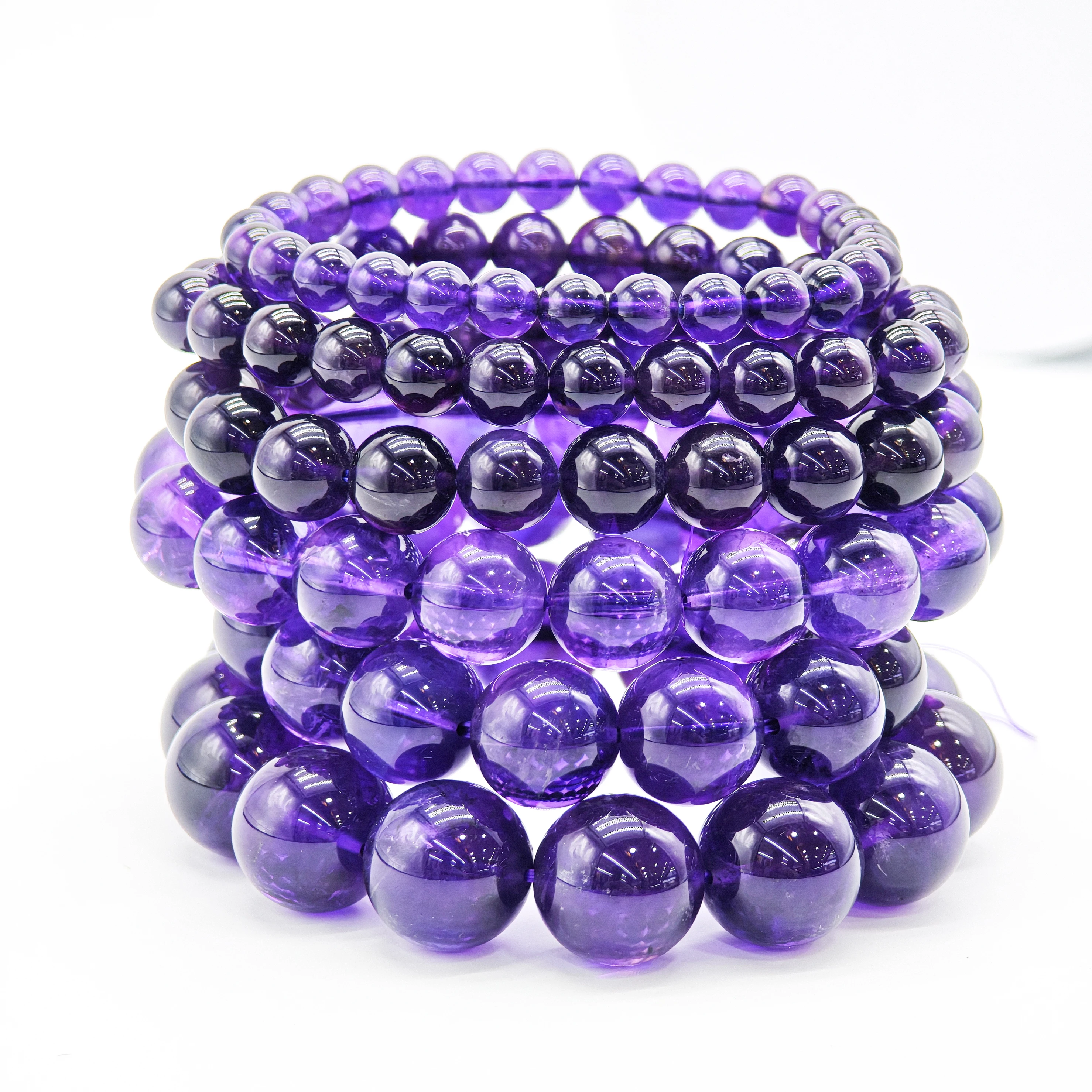 Exquisite Top-Grade Amethyst in Sizes of 6/8/10/12 mm, Adding to Your Attraction and Elegance, Attracting Love and Good Luck