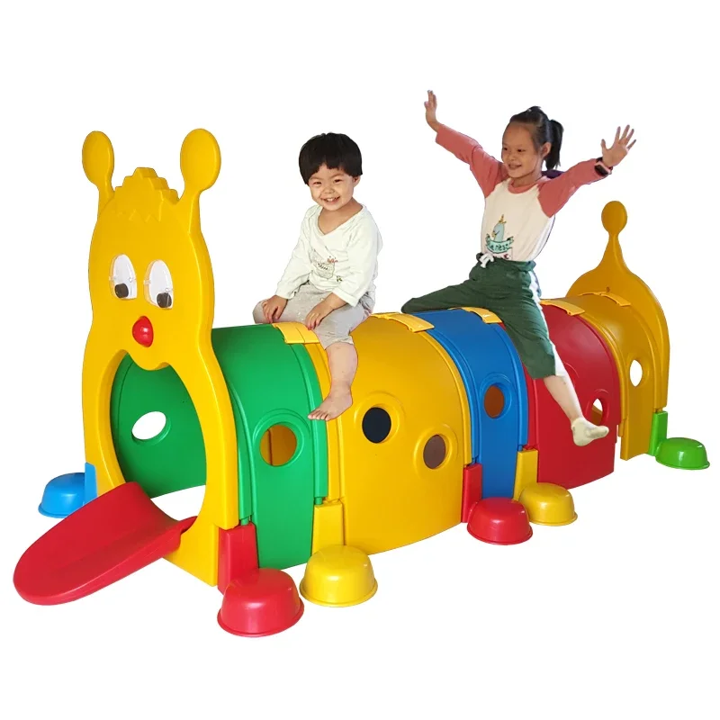 Children's Kindergarten Tunnel Pull Train Toys Amusement Equipment Caterpillar Little Elf Drill Hole Baby Learn to Crawl