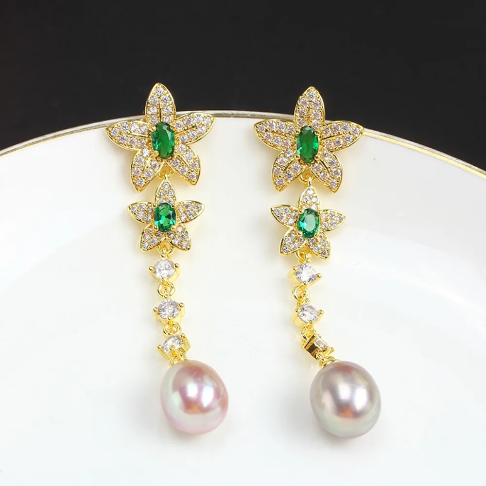 

4PCS S925 Sterling Silver Needle 18K Gold Wrapped Plated Brass Earring Settings Diy Jewelry Pearl Earrings Accessories