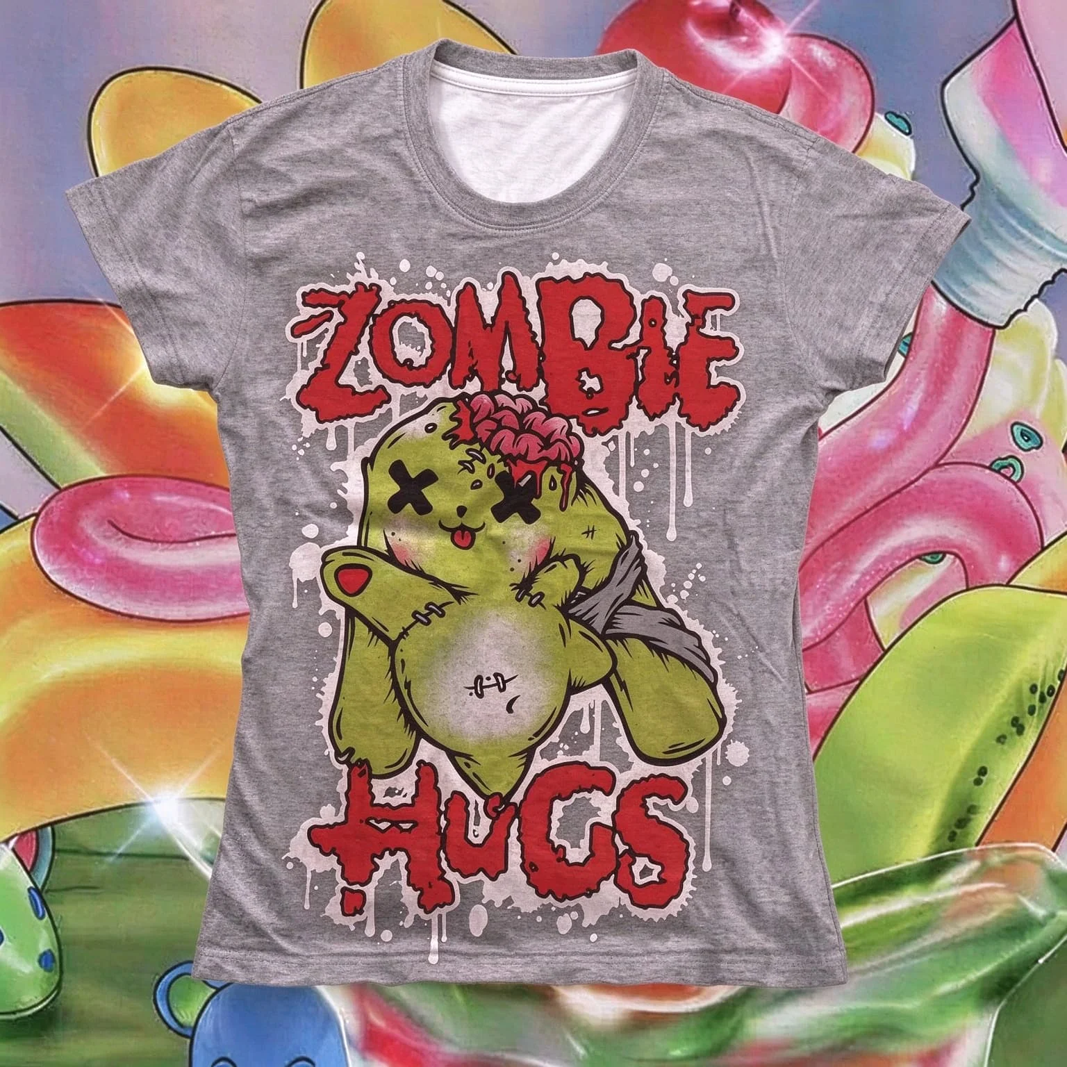 Women Top Y2k Clothing Anime Girl Y2k Tops Shoujo Girl Style Women's Slim Cropped T-shirts Zombie Hugs Zombie Bunny Cartoon Tee