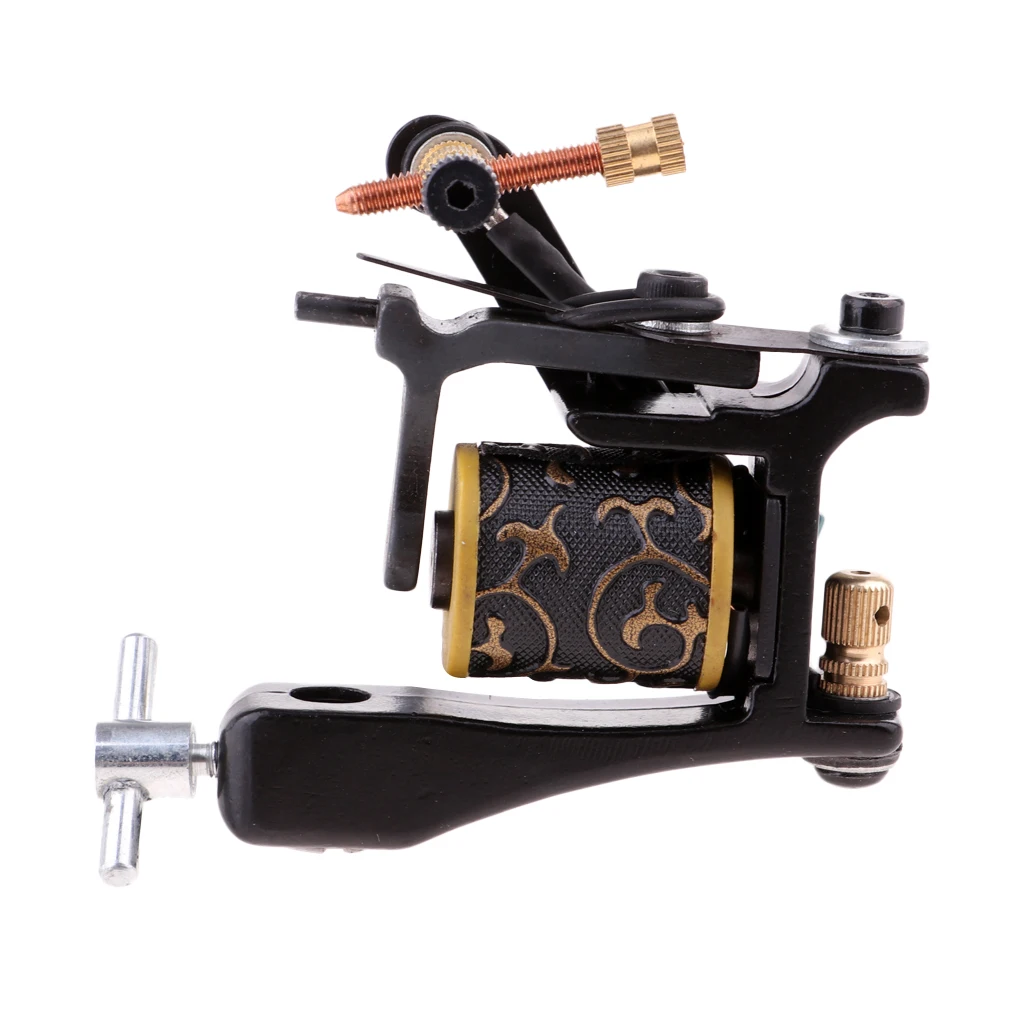 

1 Wrap Tattoo Liner & Shader Singe Copper Coil Tattoo Machine Black 3 Grips
