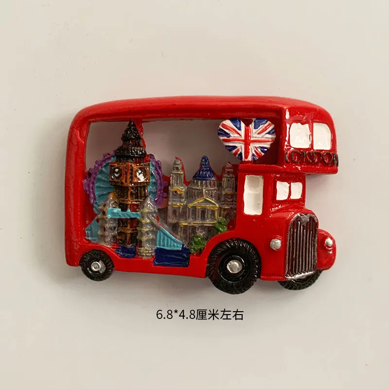 Simpatico magnete da frigorifero in stile britannico 3D, regalo souvenir adesivo magnetico ad alto valore estetico da Internet popolare rosso