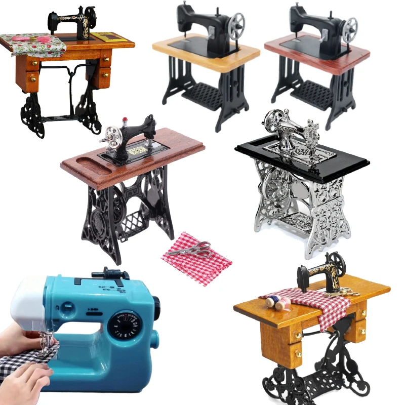 

1:12/1:24 Scale Miniature Dollhouse Simulation Retro Mini Sewing Machine For Dollhouses Enthusiasts Scene Display Accessories