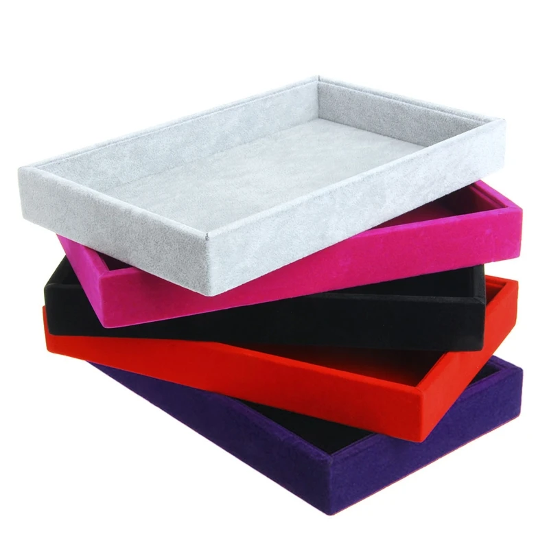 Stackable Velvet Jewelry Trays Organizer Jewelry Storage Box Display Trays Showcase Holder Closet Dresser Drawer