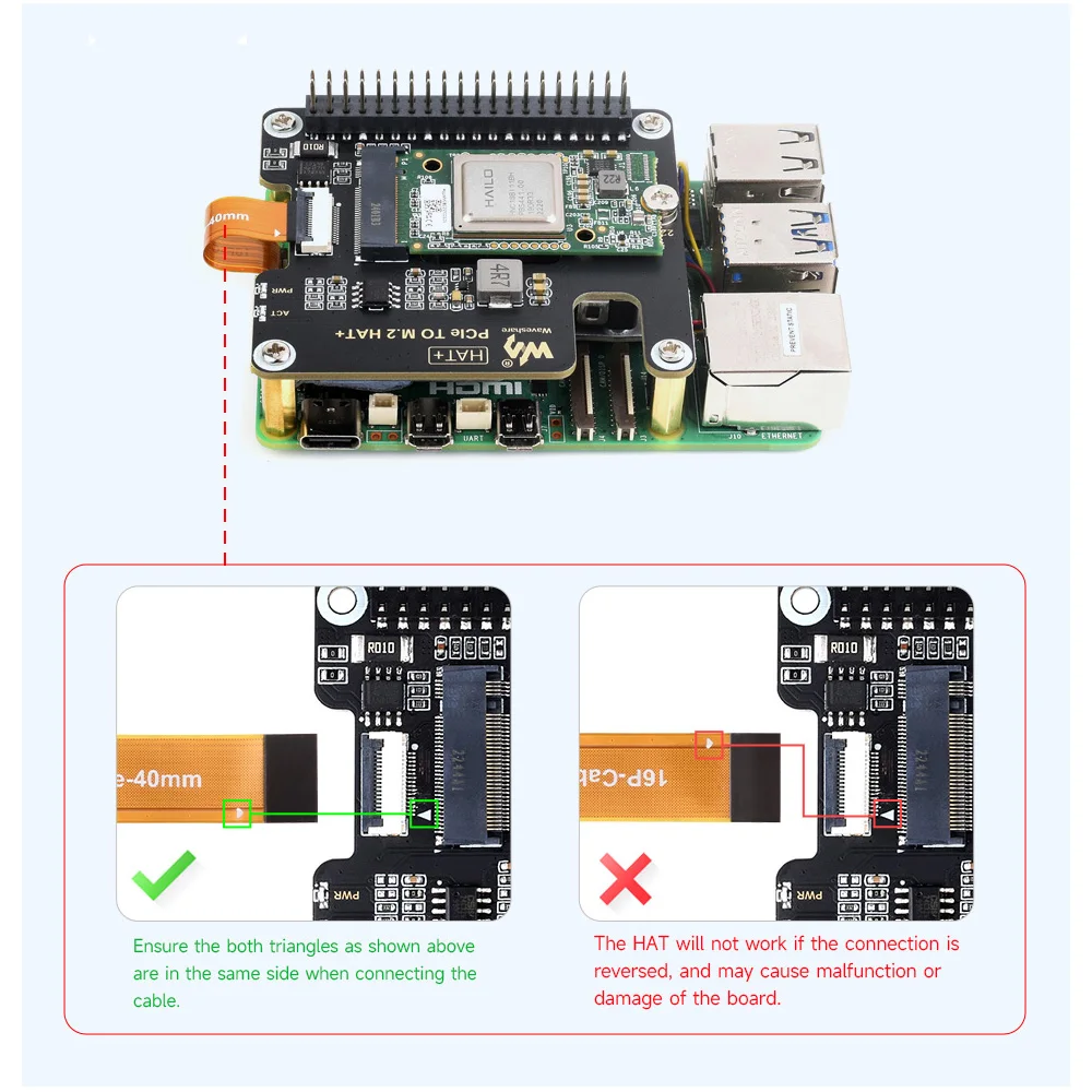 Hailo-8 M.2 AI Accelerator Module Optional For PCIe To M.2 Adapter Board Based On 26TOPS Hailo-8 AI Processor For Raspberry Pi