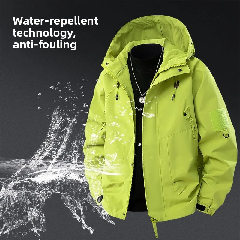 

Легкая повседневная ветрозащитная и водонепроницаемая мужская куртка для активного отдыха на весну-осень с подкладкой, капюшоном и застежкой-молнией