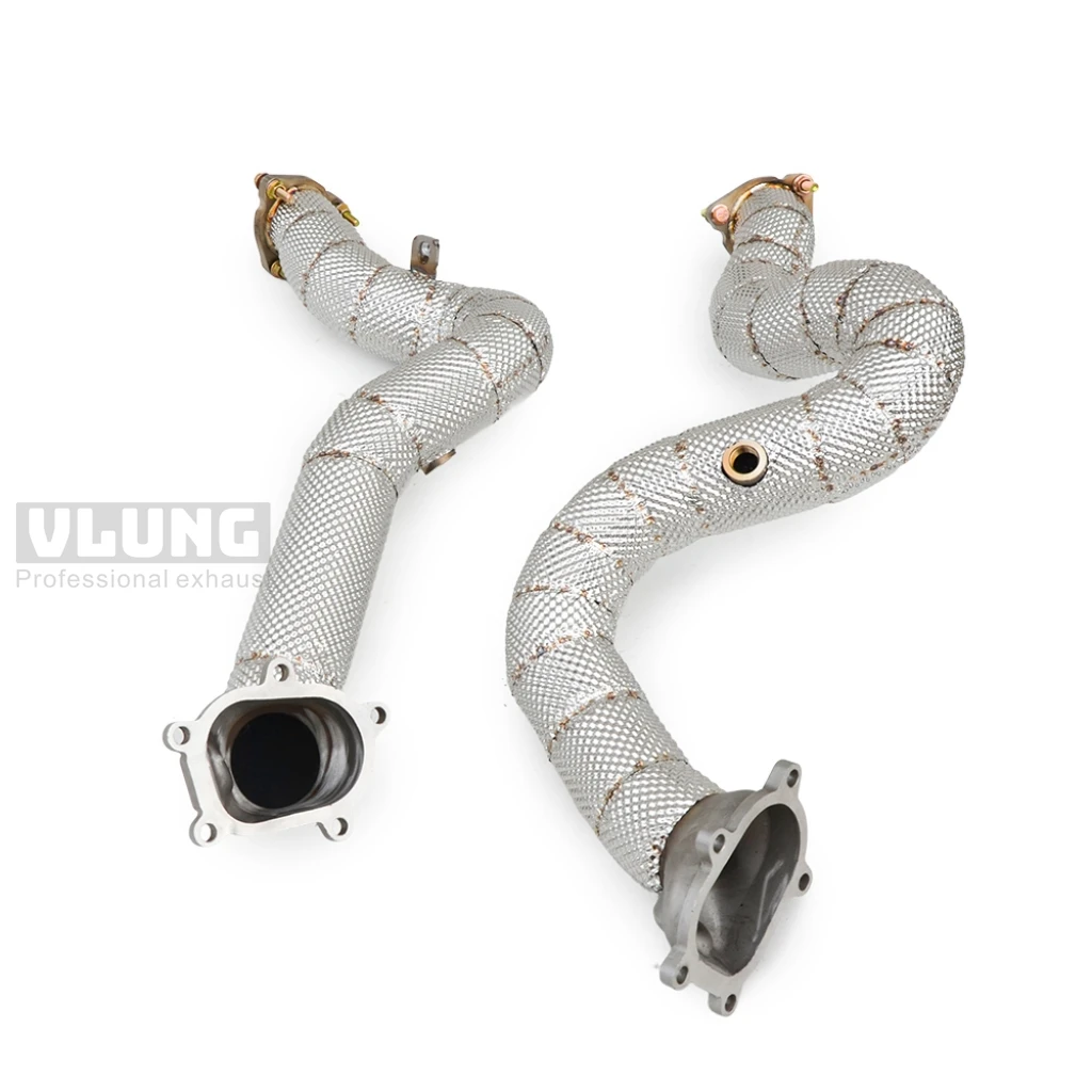 Race Tuning Stainless Steel Exhaust Header With Heat Insulation Layer For Audi A8 S8 (D4) 4.0T Auto Exhaust Accessories