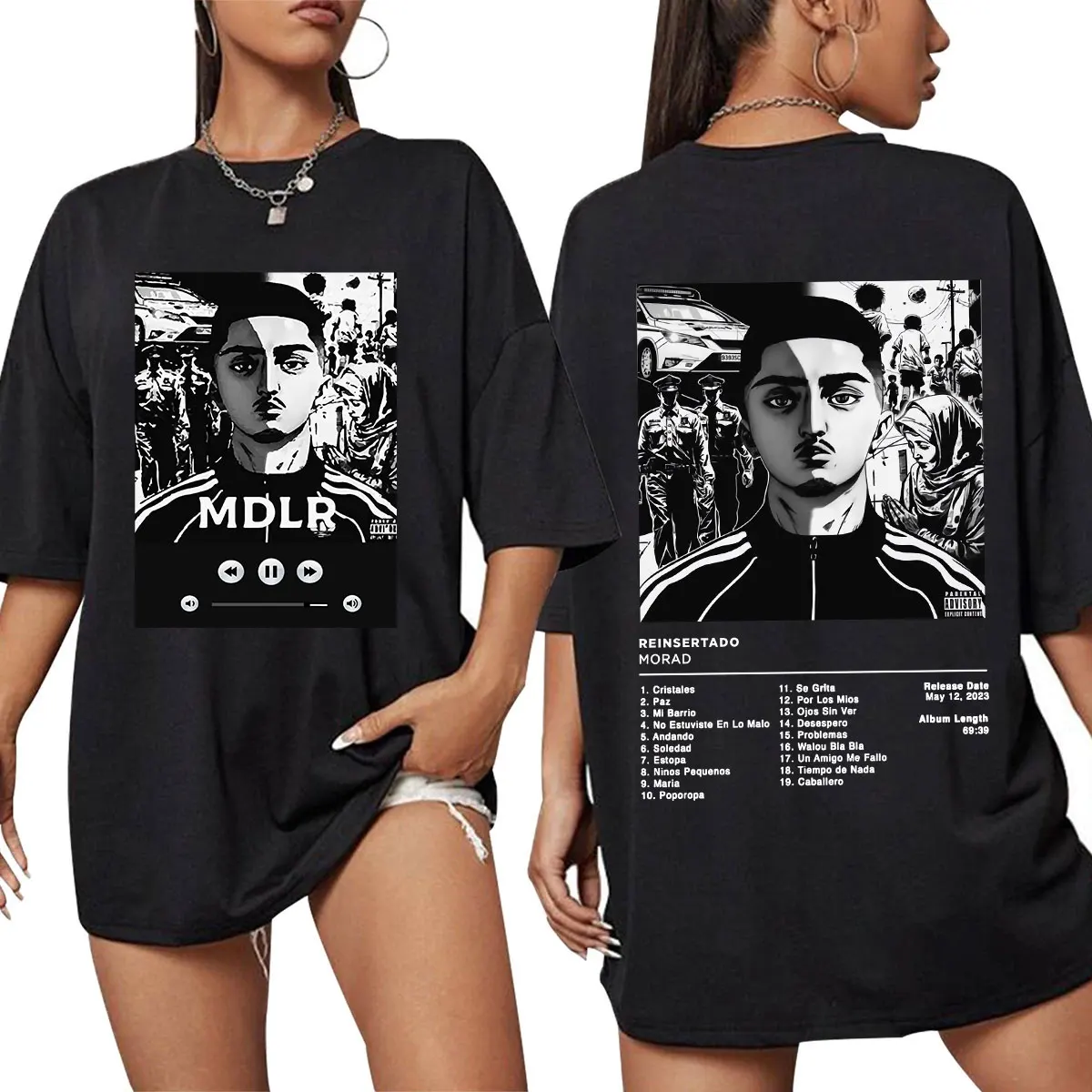 Rapper Morad M.D.L.R Graphic T Shirt Men's Women Clothing Fashion Hip Hop Vintage T-shirt Cotton Oversized Short Sleeve T-shirts