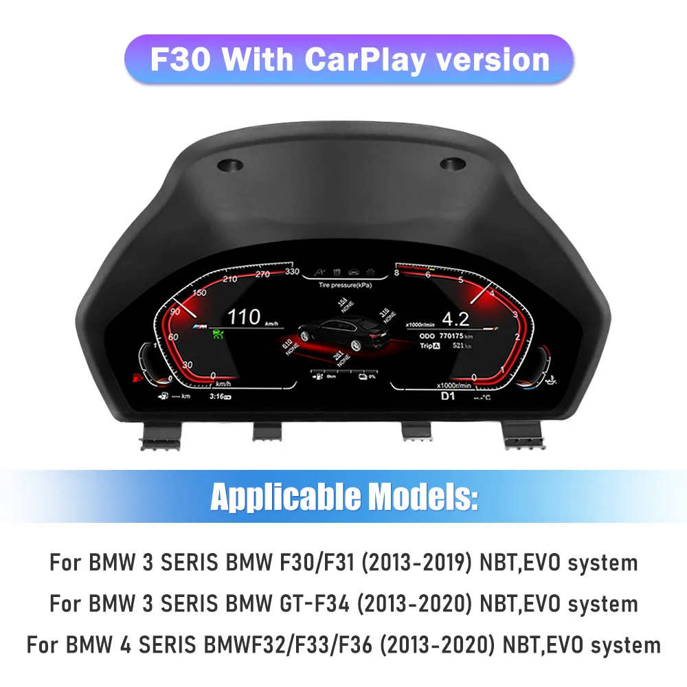 12.3 "1920*720 Auto LCD Dashboard Paneel Voor BMW 3 4 Serie F30 F31 GT-F34 F32 F33 F36 418D Instrumentenpaneel Virtuele Cockpit