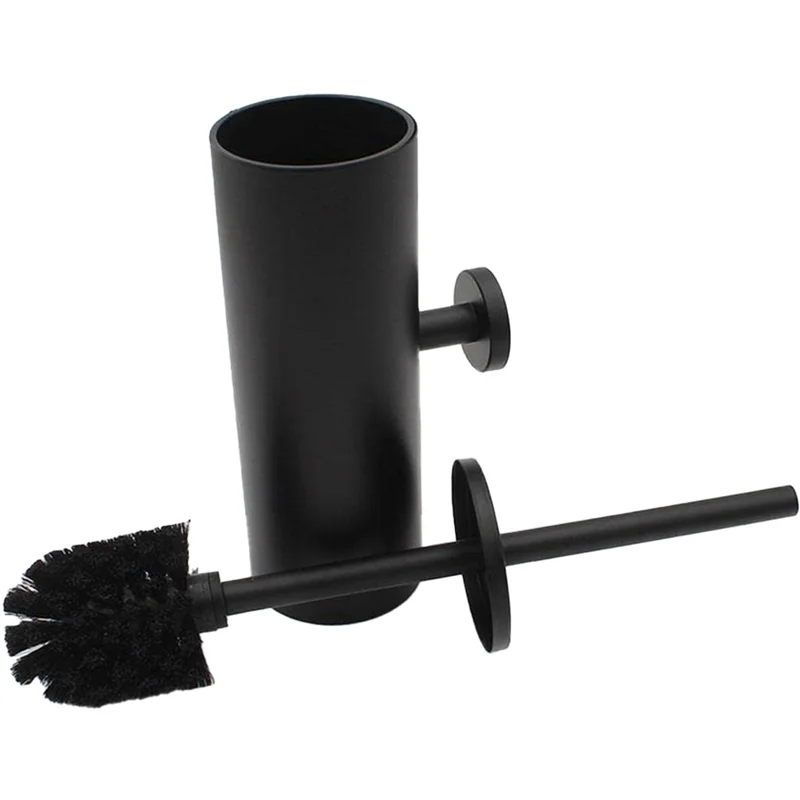 A261P Black Toilet Brush Holder Steel Cleaning Tool Vertical Mounted Wall Bathroom Toilet Brush