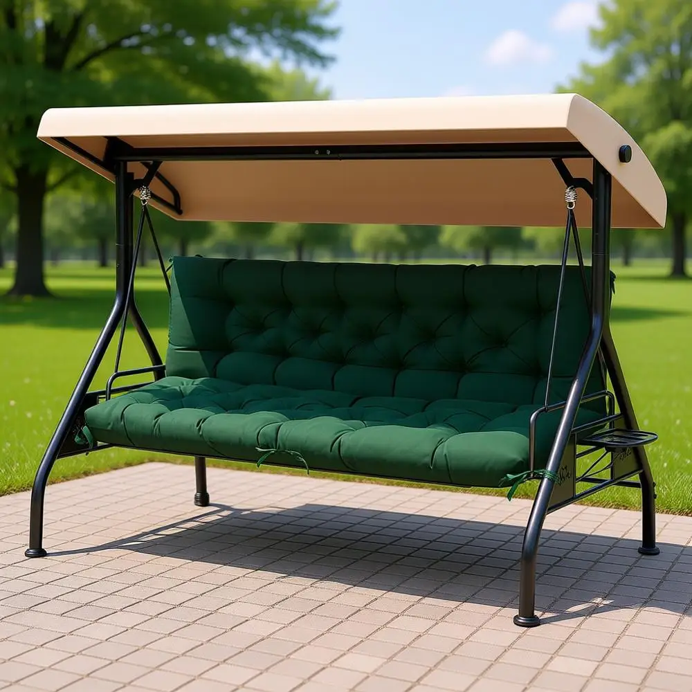 

Зеленые уличные подушки для качелей-скамеек с подголовником на 2-3 места, водонепроницаемые сменные подушки для садовой мебели, 60x40 см