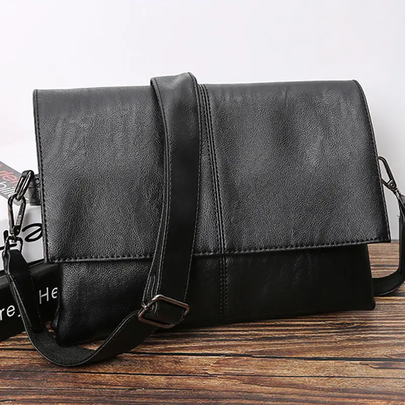 Leather Crossbody Bag for Men Casual Busin Commuter Small Single oulder Bag Leather Material Zipper Closure Soft ape