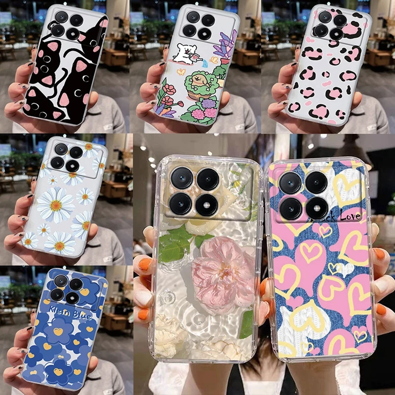 Cartoon Cat Love Flower Butterfly Girls Phone Case For Xiaomi Poco X4 M4 X5 Pro 5G X6 F6 Pro C40 Silicone Printed Silicone Cover