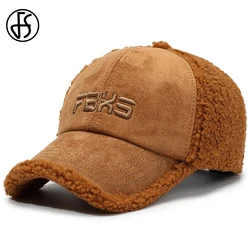 FS Trendy Brown Beige Lambswool Baseball Cap For Men Luxury Brand Women Hat Vintage Windproof Golf Caps Casquette Homme 2026