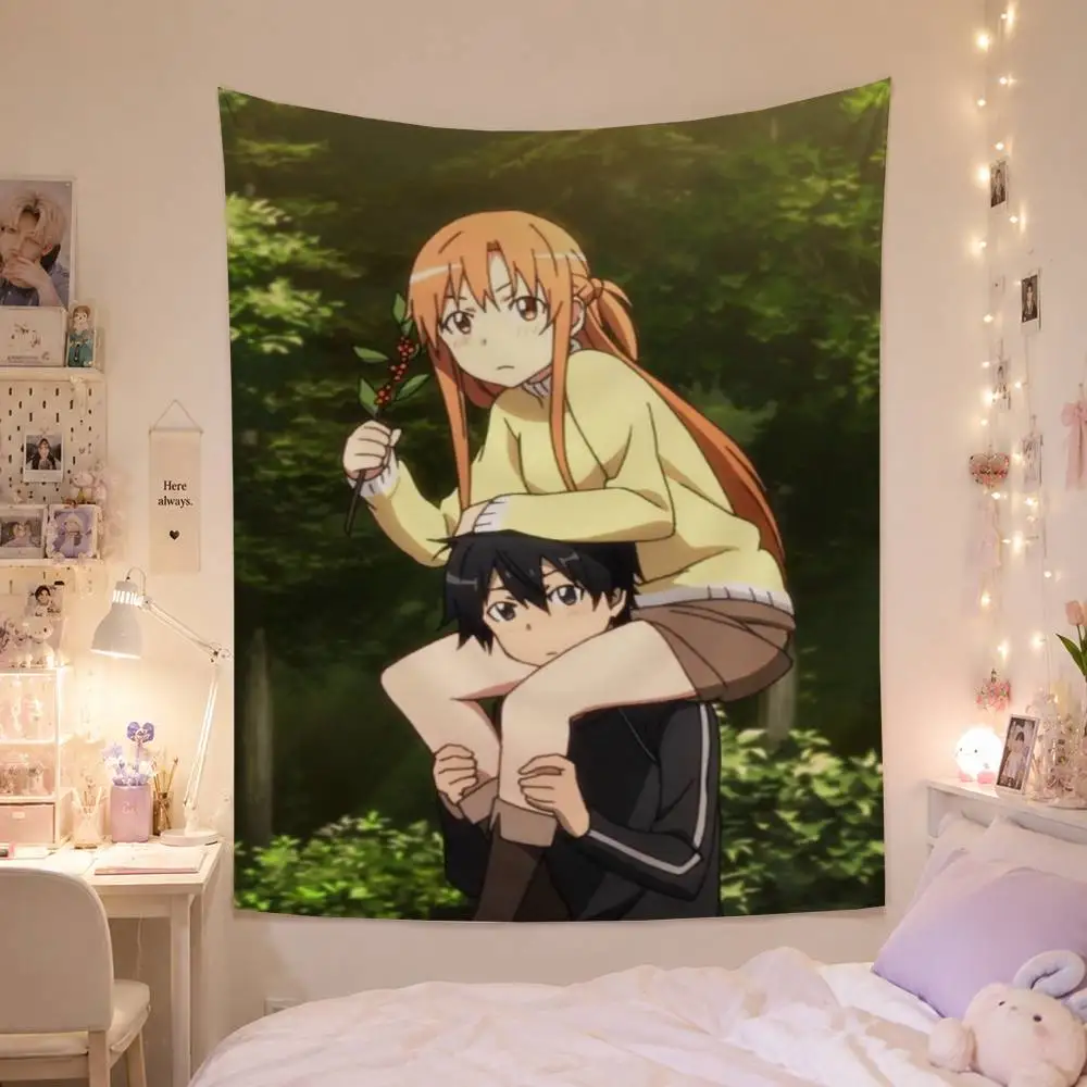 Kirito & Asuna Anime Flag Digital Printing Banner for Garage Wall Out Door Decoration