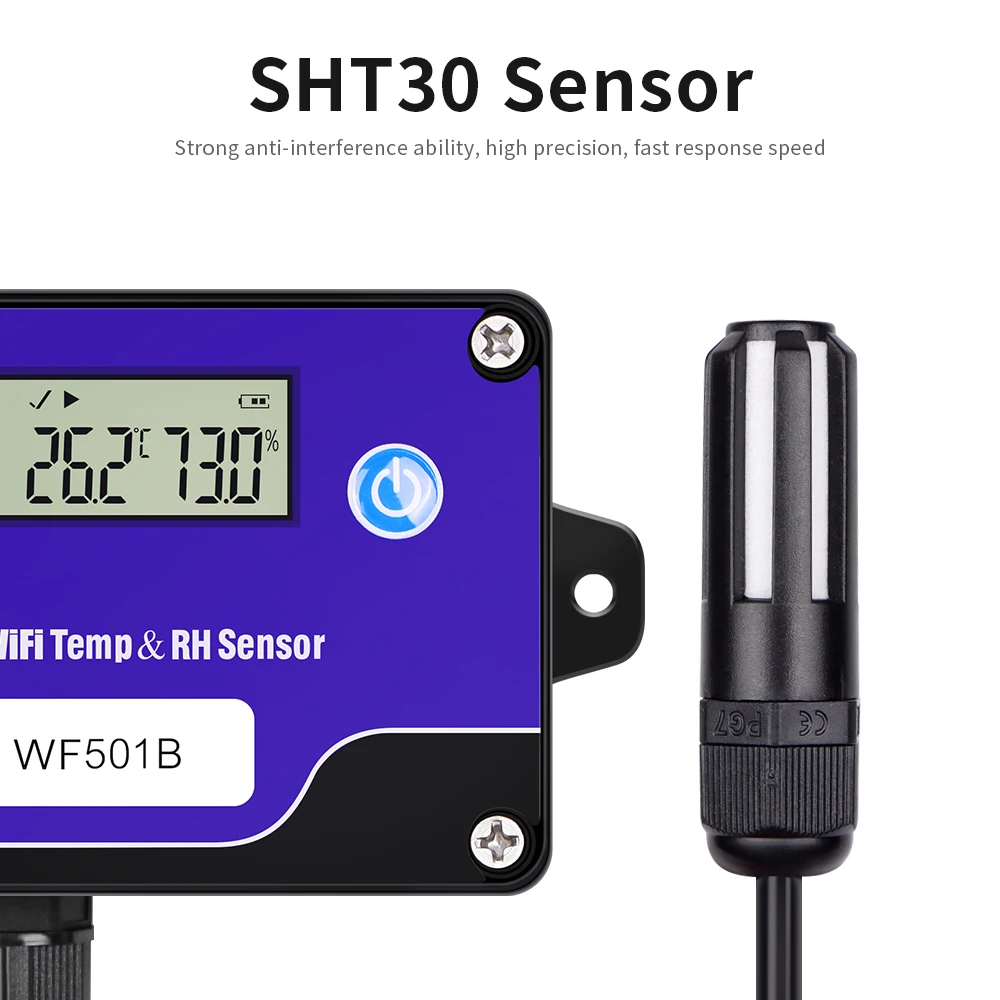 WF501B WiFi Temperature And Humidity Sensor Digital Temperature Transmitter For Storage Temperature Monitor Data Logger