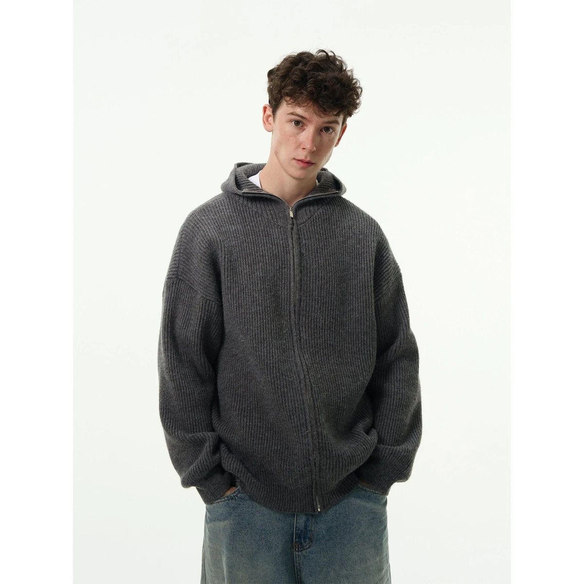 

Cleanfit американский вязаный кардиган, мужской осенне-зимний свитер Lazy Sle, элитный дэт с капюшоном, мягкое полиэфирное волокно