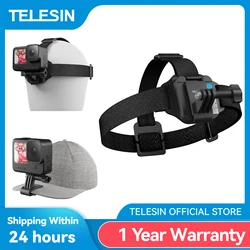 TELESIN-Sangle de tête 2 en 1 pour Gopro hero 13, 12, 11, 10, 9, 8, 7, support de sangle de tête pour Insta 360 DJI OSOMO Action