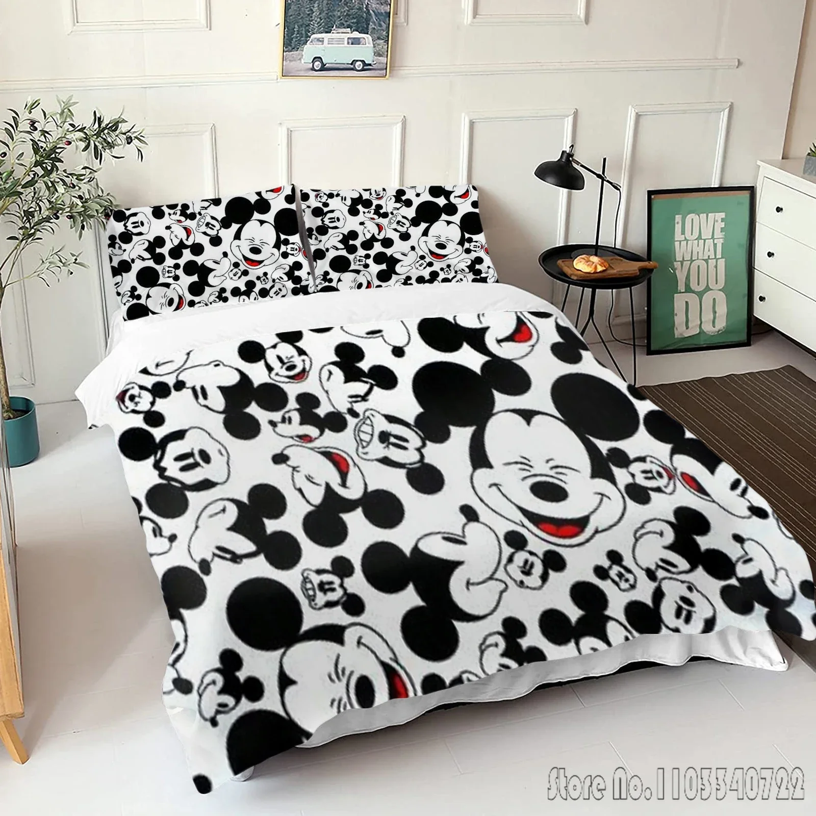 Mickey Duvet Cover Set 100% Polyester Bedding Comforter Sets Double Suitable For Children And Adults 3-Piece Set