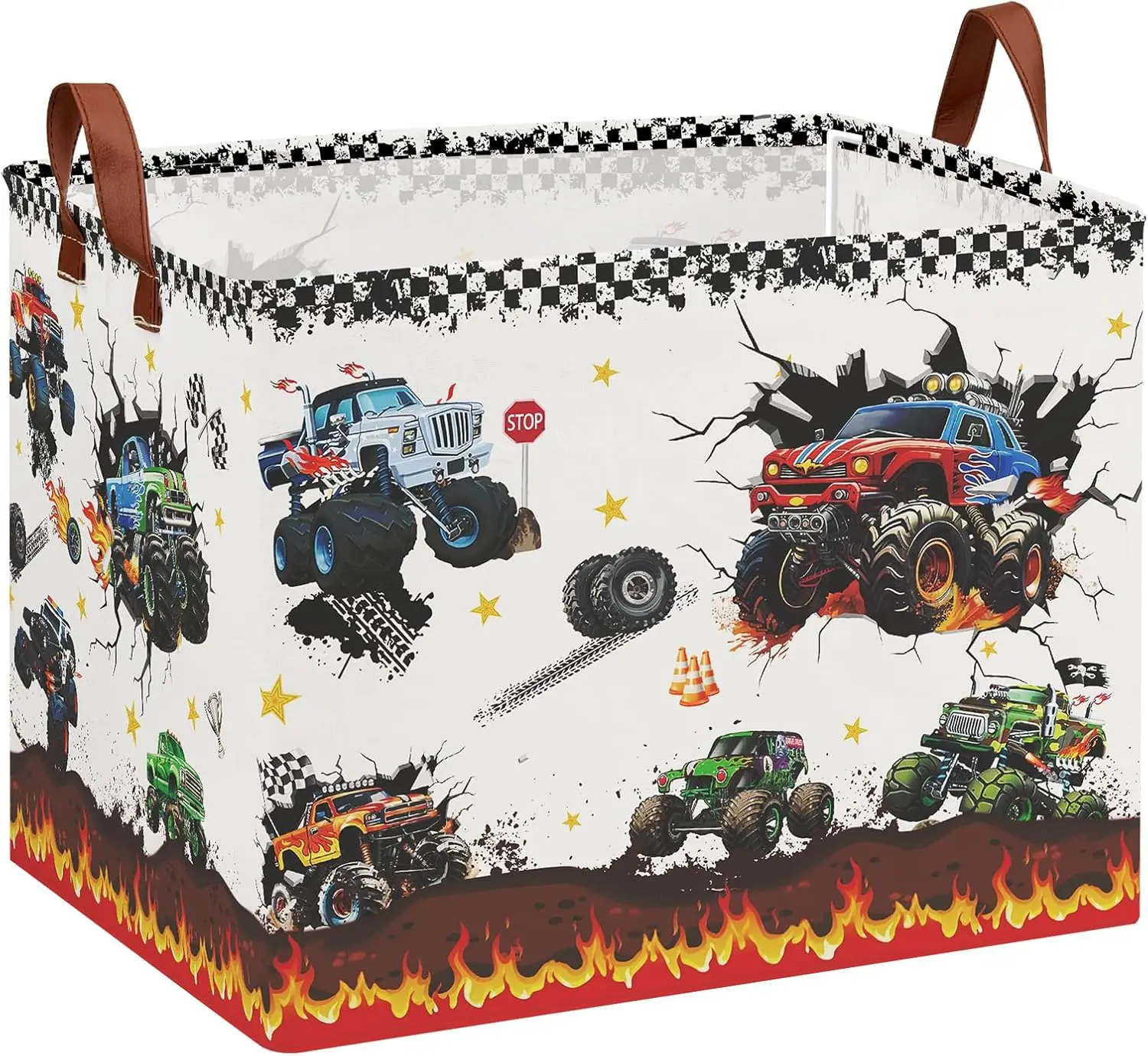 

Детская корзина для белья в виде монстр-трака, штабелируемый контейнер для хранения игрушек с металлическим каркасом для декора комнаты мальчиков