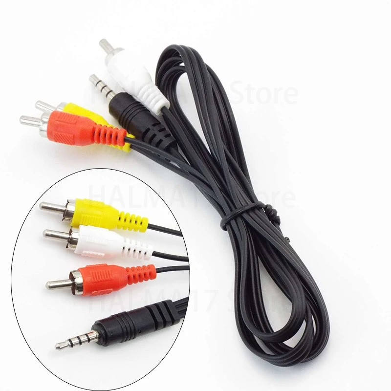 Wtyczka Jack 3.5mm męski do 3 RCA Adapter 3.5 do RCA męski Audio wideo kabel AV przewód zasilający J17