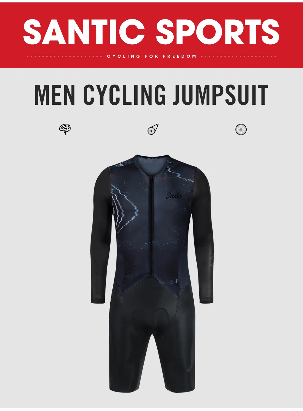 Santic Hochwertige Herren-Racing-Radtrikot-Sets, Sommer-Langarm-Radtrikot, importiertes Sitzkissen, Trägerhose, Anzüge – Detail 5