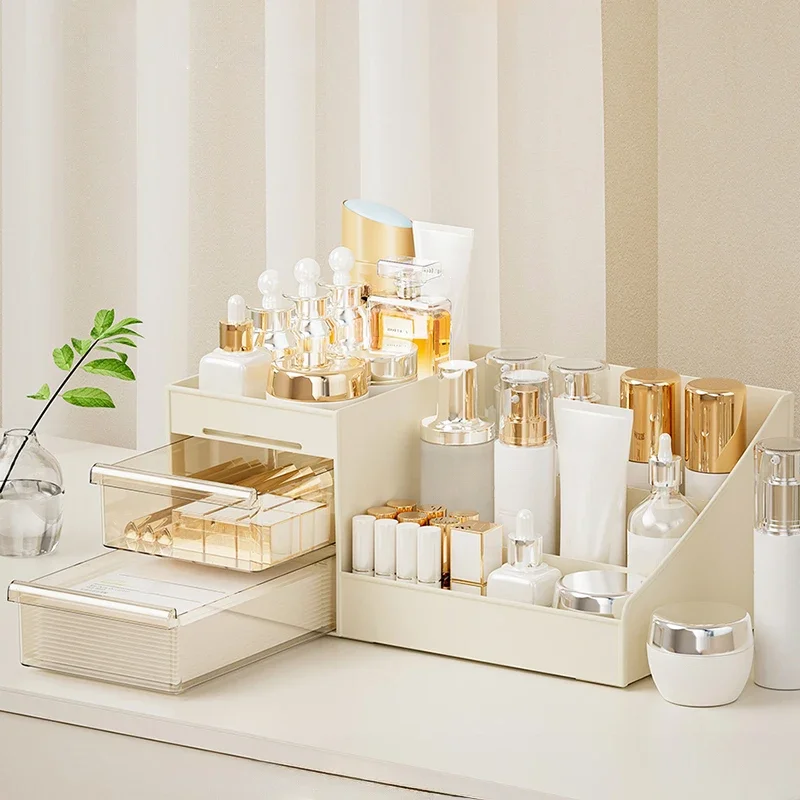 kkjoy 1PCS Clear Cosmetic Organizer with Drawer Countertop Storage for Cosmetics Lotion Lipstick Ideal for Dressers Bathrooms