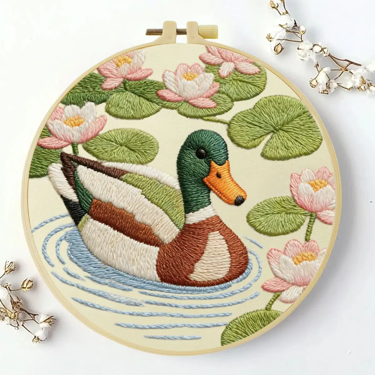 1 Stück 20X20CM/15X15CM 7,87/6,3 Zoll Tier - Ente Stickerei Starter-Kit DIY-Kit DIY-Stickerei-Set für Anfänger – Detail 2