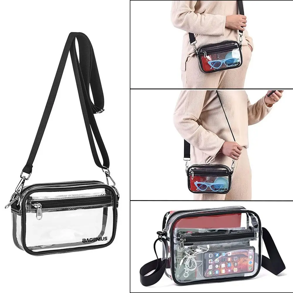 MAY TREE Clear Crossbody Bag Stadium Approved Clear Messenger Bag Suitable for Work, Travel, Concert and Sport Event