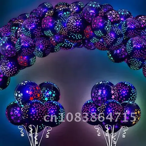 

Neon Glow Balloons for Blacklight Fluorescent Birthday Party Decor Glow in Happy 80s 90s Theme Wedding Balloon