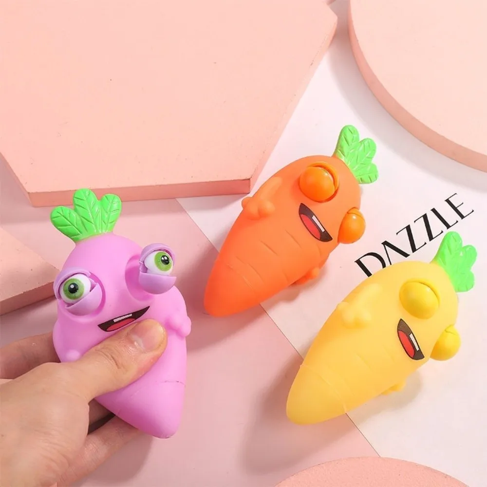 Soft Carrot Pinch Slow Rebound Kneading Design Vegetable Kneading Pop Out Eyes Pop Out Eyes for Autism ADHD Stress Relief