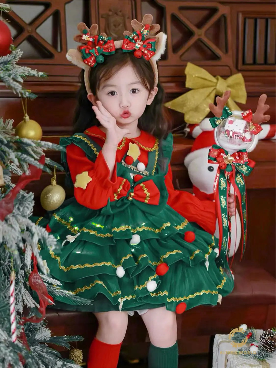 Kids Clothes Warm Winter Girls Spanish Lolita Plus Velvet Christmas Sweet Princess Ball Gown Layered Birthday Party Eid Dress