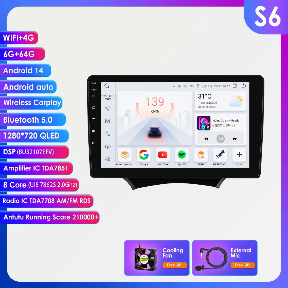 Autoradio voor Ford KA 2008 2009 2010 2011 2012 2013 2014 Carplay Android Auto multimediaspeler 2din 360 camera GPS stereo audio