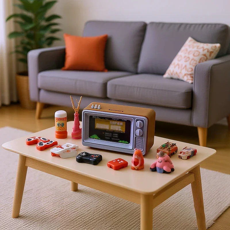 1 шт. 1/12 кукольный домик, миниатюрная ностальгическая ТВ-игровая консоль, модель гостиной, украшение для сцены, аксессуары для кукол, игрушки