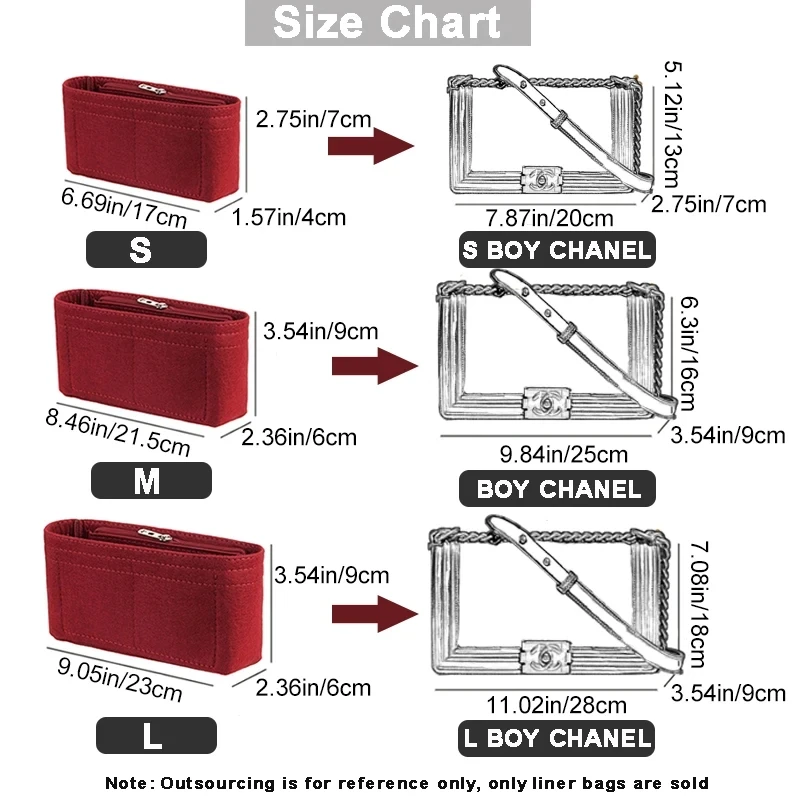 Fits For BOY Ch-nel Felt Insert Bag Organizer Leboy Makeup Handbag Travel Inner Purse Liner Portable Cosmetic Bags