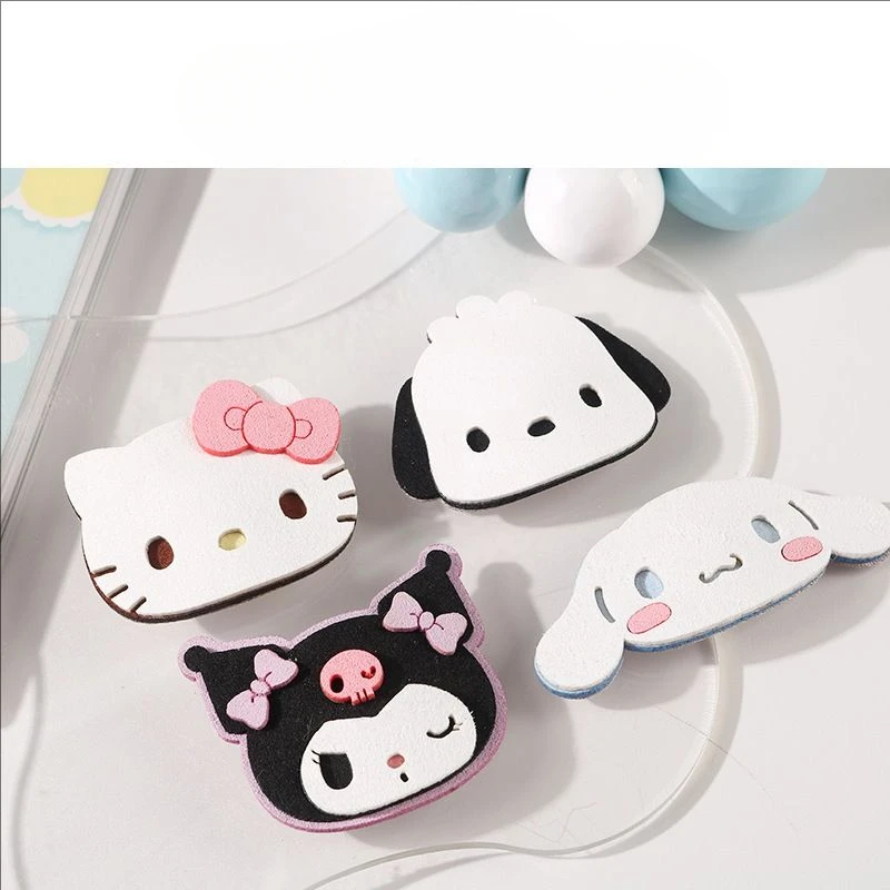 Nuevo Cinnamoroll Hello Kitty Kuromi My melody Pochacco flequillo de Velcro pegajoso Sanrio Heartbreak artefacto para el cabello para niñas de alta apariencia