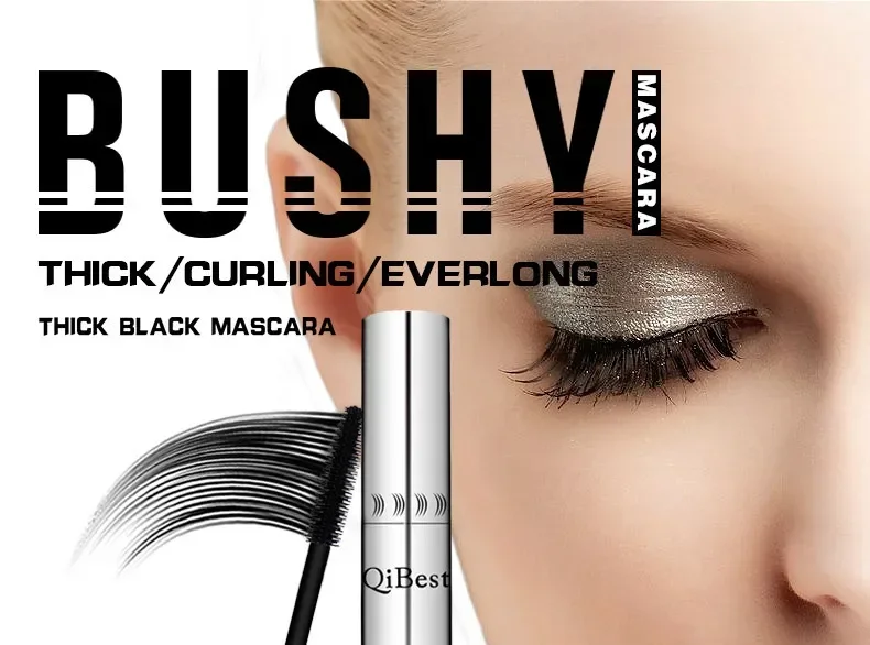 Qibest Silver Tube wasserdichte Mascara machen lange und locken Wimpern nicht schwind lig leicht zu entfernen schwarze Mascara immer langlebig