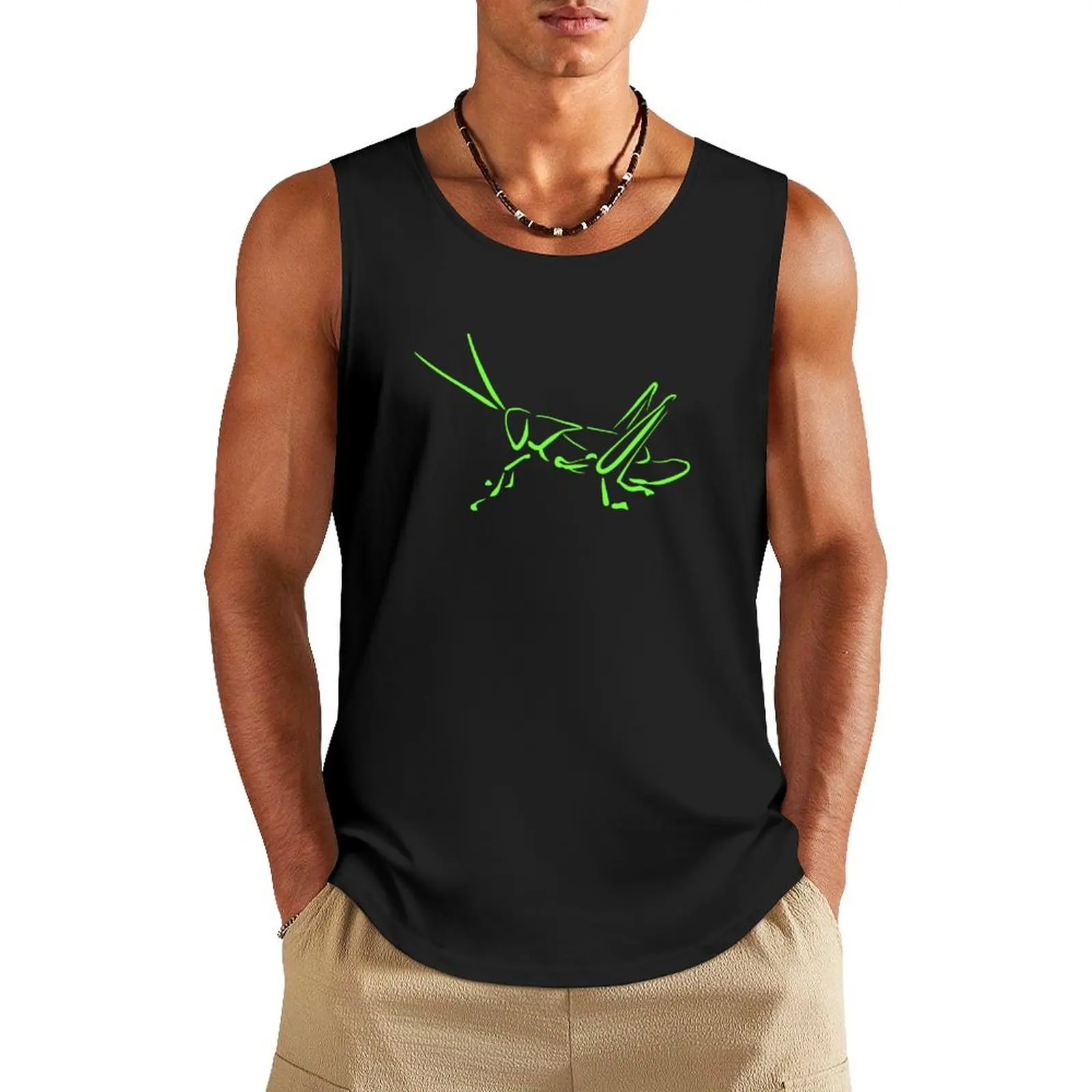 Green Grasshopper bug cricket Tank Top Fitness men clothing bodybuilding Japanese t-shirt