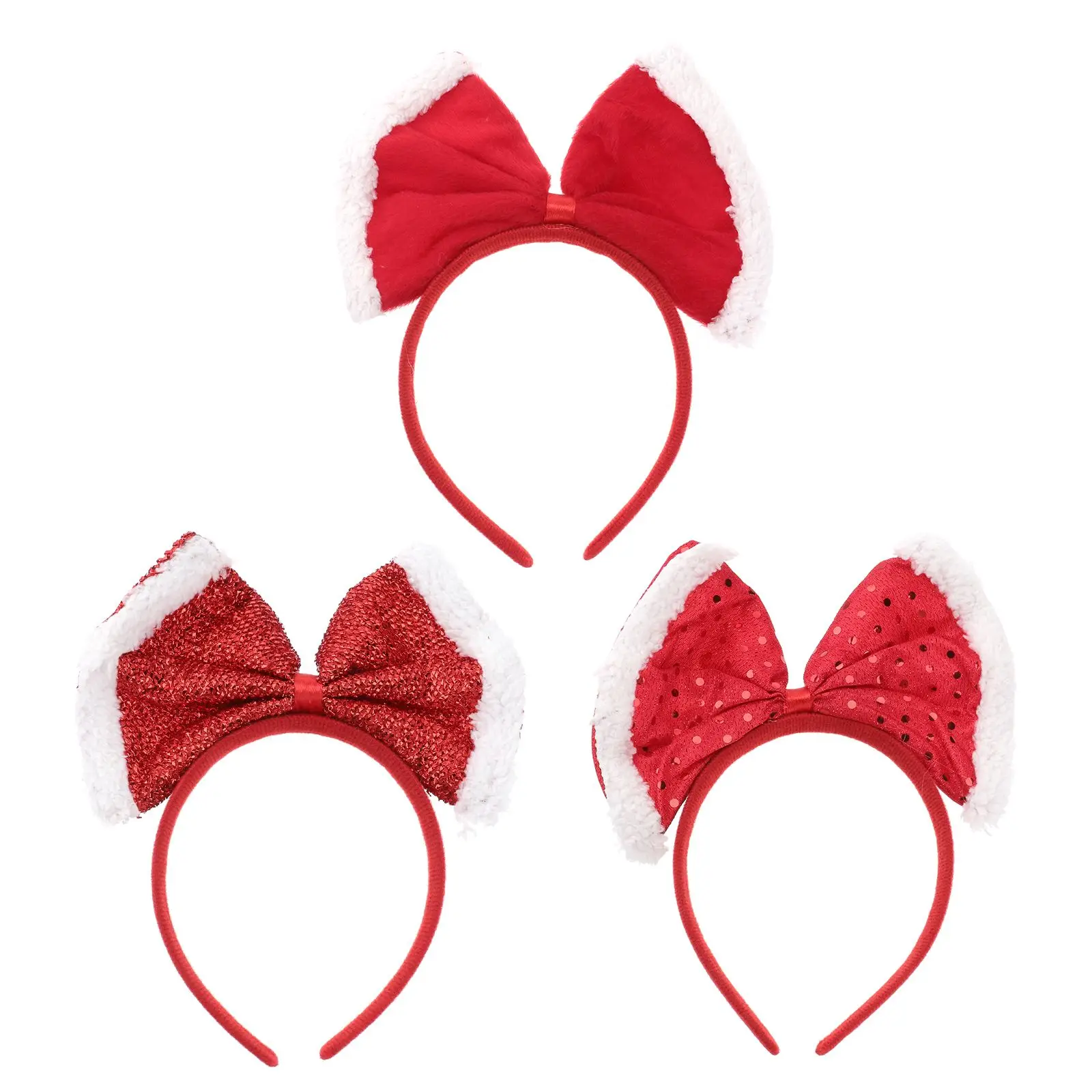 

Обруч для волос с бантом для женщин и девочек, ярко-красный, прочный, регулируемый, модный, повязка на голову с блестками, аксессуары для волос, вечеринка на Рождество, Хэллоуин